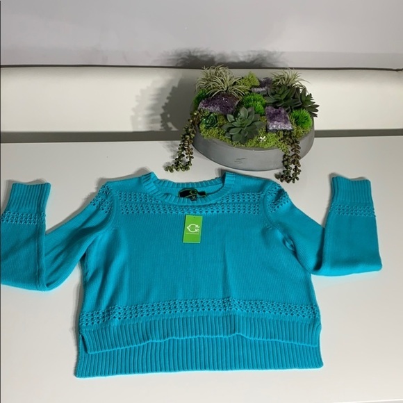 C Wonder Fancy Stitch Aqua Sweater Crewneck Medium women’s pullover top - Picture 6 of 10